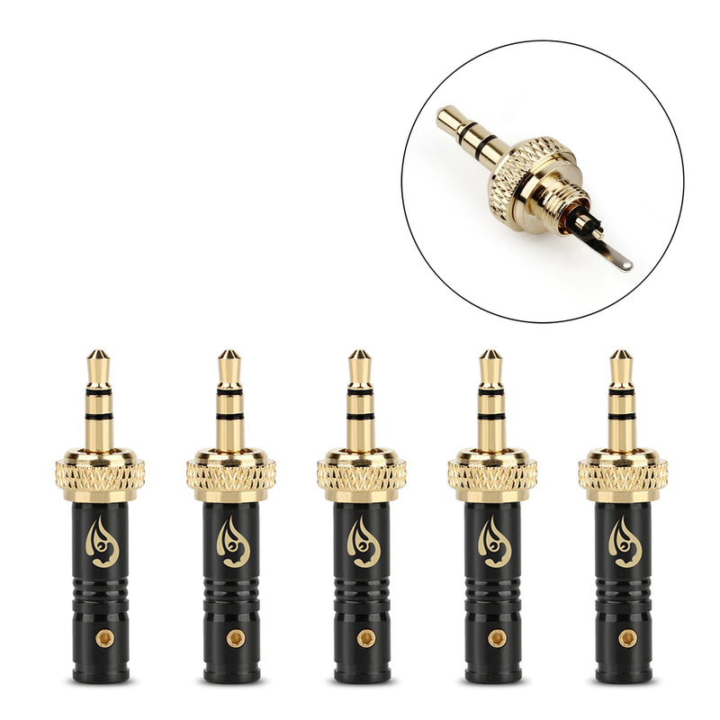 5PCS 3.5mm 3 Pole Stereo Earphone Pins Lock Assembly Audio Connector Black