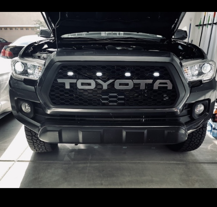 Toyota Tacoma | 2016-2023 | TRD PRO Grille | Front Bumper Hood Grill | Sensor Cover + Toyota Letter + Amber LED Lights