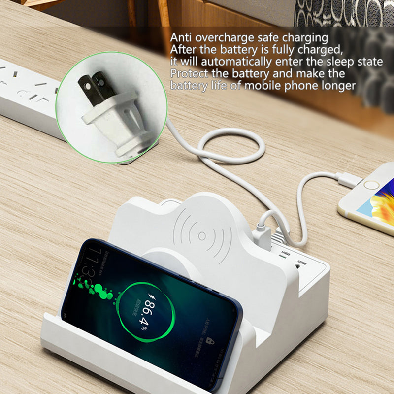 Dual Wireless Charger PD20W QC3.0 USB Fast Charging Station Phone Holder US Plug