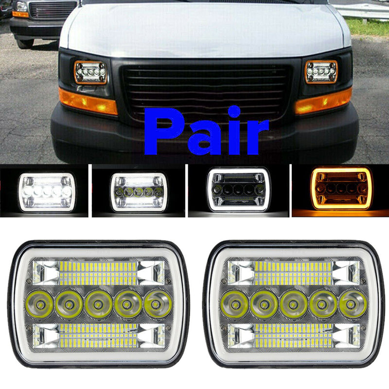 2PCS 7"X6" Csp Led Headlights Three Rows Reflectors 500W 50000Lm For Trucks Generic