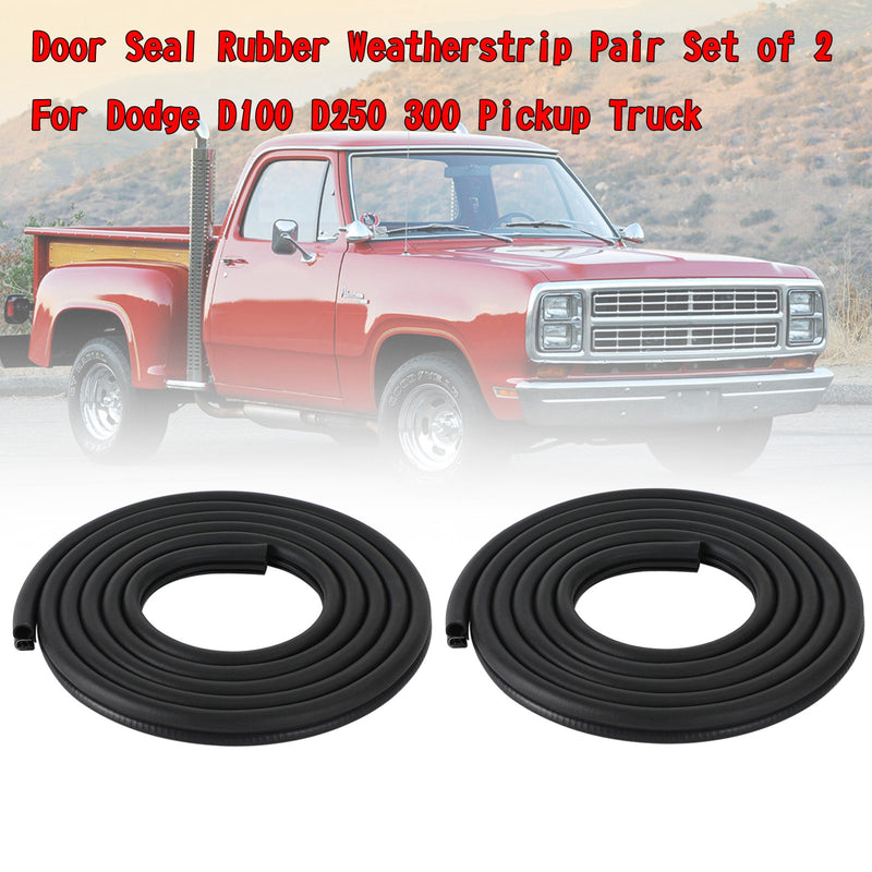 Door Seal Rubber Weatherstrip Pair Set of 2 For Dodge D100 D250 300 Pickup Truck Generic