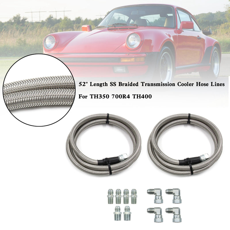TH350 700R4 TH400 52" Length SS Braided Transmission Cooler Hose Lines