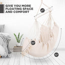 Indoor/Outdoor Hammock Chair Hanging Rope Swing With Cushions 150KG Load Bearing