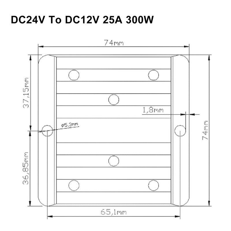 WaterProof 24V to 12V 25A 300W Step Down DC/DC Power Converter Regulator