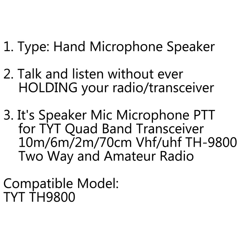 1Pcs Professional Hand Microphone For TYT TH9800 UHF Mobile Car Radio