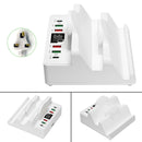 Dual Wireless Charging Station Dock USB 6 Port Multi Charger Holder UK Plug