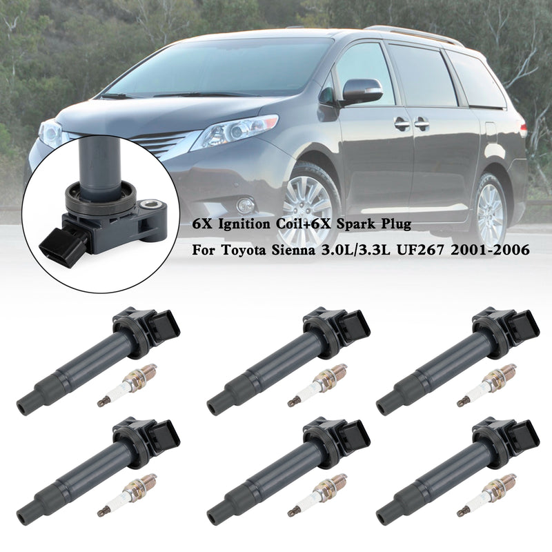 2006-2008 Lexus RX400h 3.3L V6 6X Ignition Coil+6X Spark Plug 90919-02234 C-528 C1175 GN10536 UF267