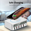 Multiport Quick USB Charger Station With Wireless Charging Pad LCD Display AU