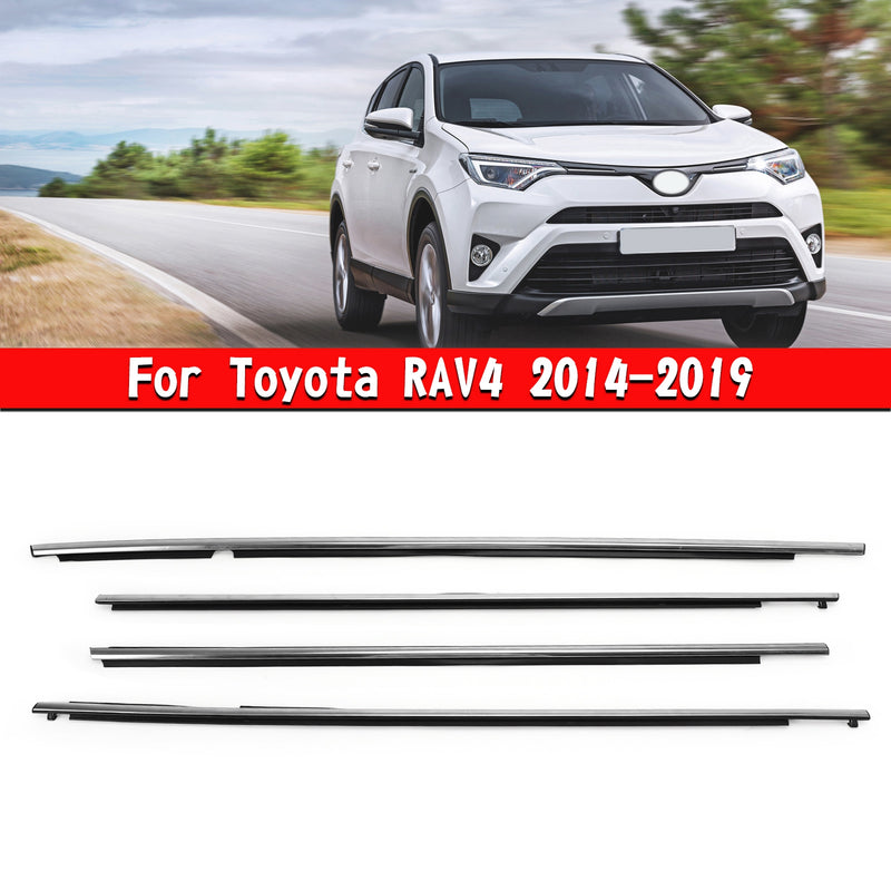 4x Chrome Car Window Weatherstrip Seal Belt Moulding For Toyota RAV4 2014-2019 Generic