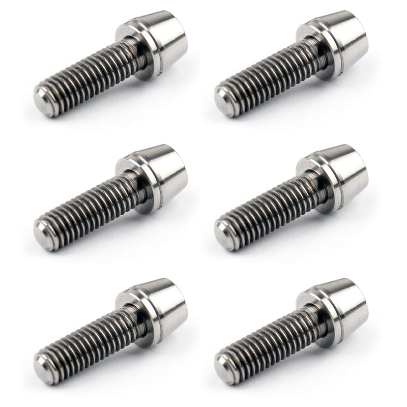 M5x16mm Titanium Ti Bolts Allex Hex Bike Stem Tapered Head Screw + Washer 6pcs T