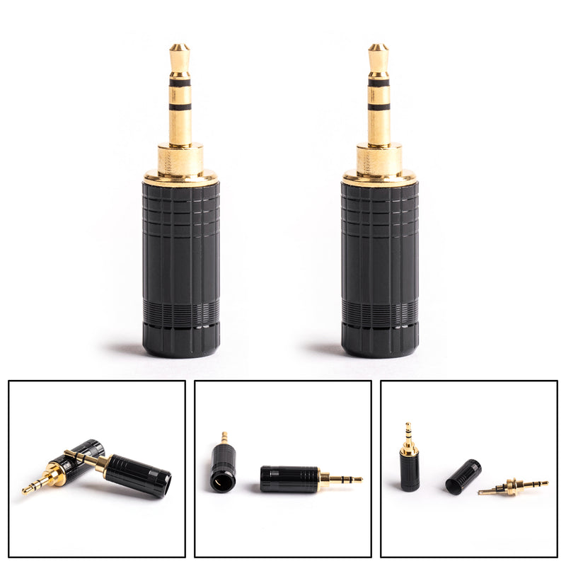 2PCS Mini 2.5mm Stereo 3 Pole Plug Audio Connector For DIY Headphone Black