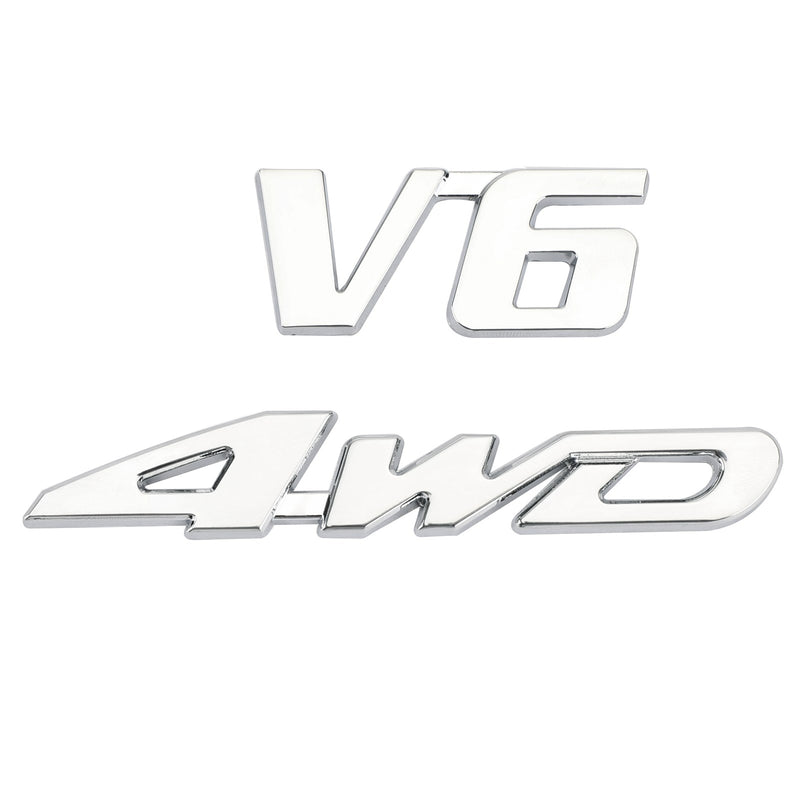 3D Chrome Metal 4WD Car Trunk Rear Fender Emblem Badge Decal Sticker 4WD SUV V6 Generic
