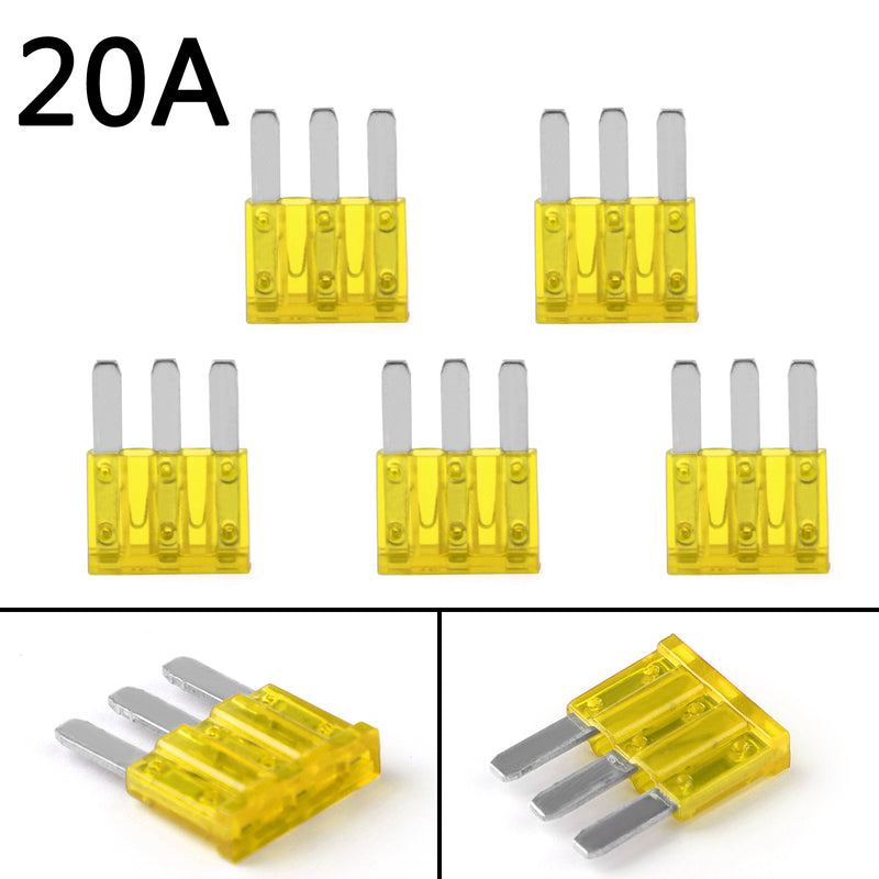 5Pcs Micro3 Fuse Automotive ATL 20A 3 Prong Micro Blade Fuse For Ford Focus
