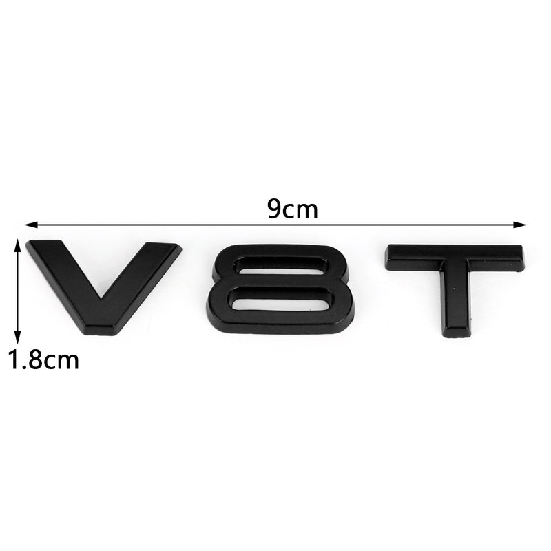 V8T Emblem Badge Fit For AUDI A1 A3 A4 A5 A6 A7 Q3 Q5 Q7 S6 S7 S8 S4 SQ5 Black Generic