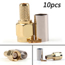 10Pcs Connector RP.SMA Male Jack Crimp RG58 RG142 LMR195 RG400 Cable Straight
