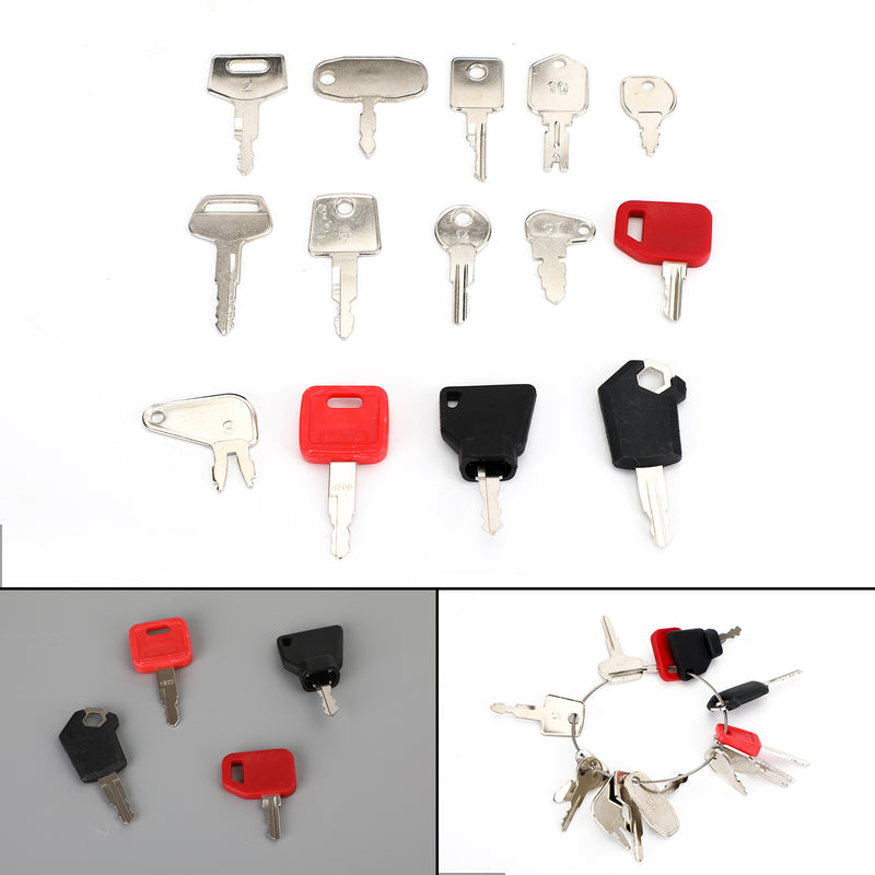 14 Keys Heavy Construction Equipment Ignition Key Set For Cat JD JCB Komatsu