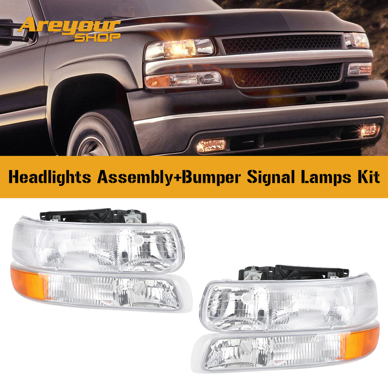 Chevrolet Silverado 99-02/Tahoe Suburban 00-06 Headlights Assembly+Bumper Signal Lamps