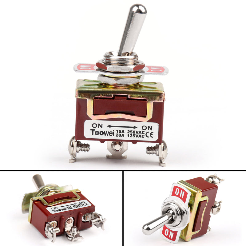 2 Terminal 3Pin ON-ON 15A 250V Toggle Switch Screw SPDT Industrial Grade