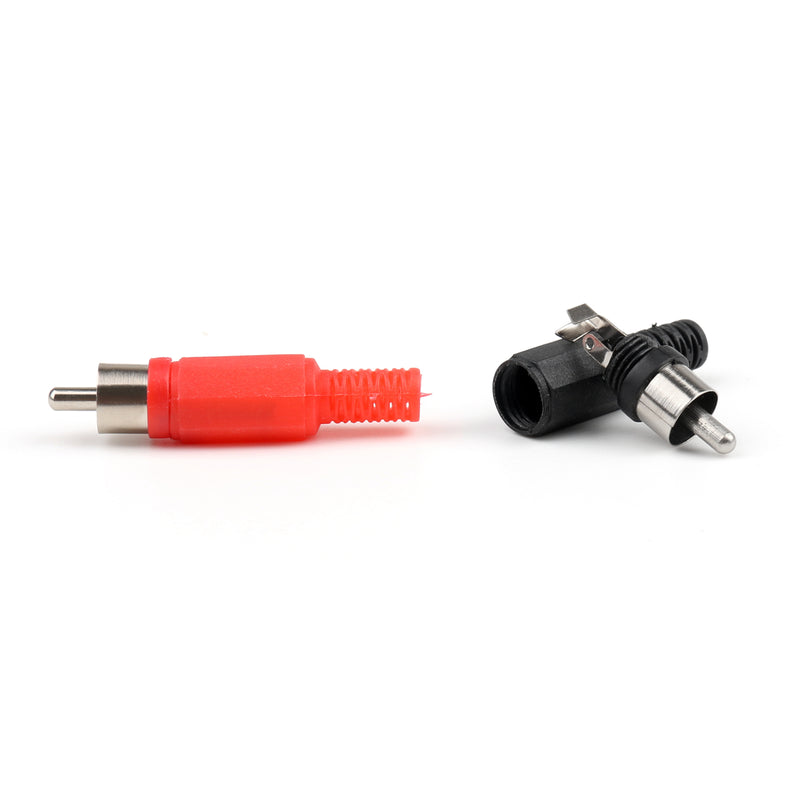 20 Pcs RCA Plug Solder Type Audio Cable Connector Red And Black