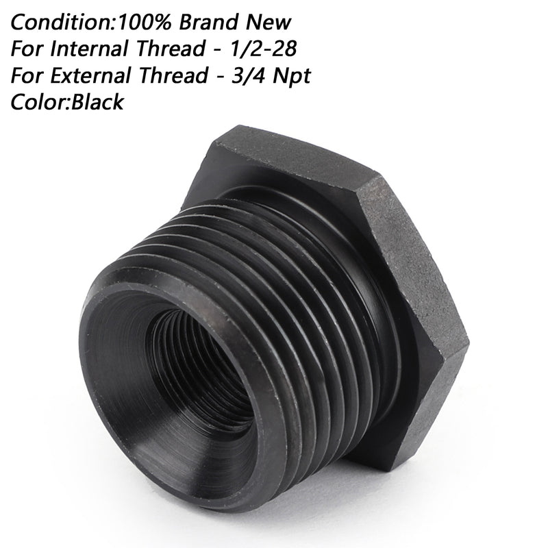 New 1/2-28 To 3/4 NPT Oil Filter Threaded Adapter Stronger Than Aluminum Black