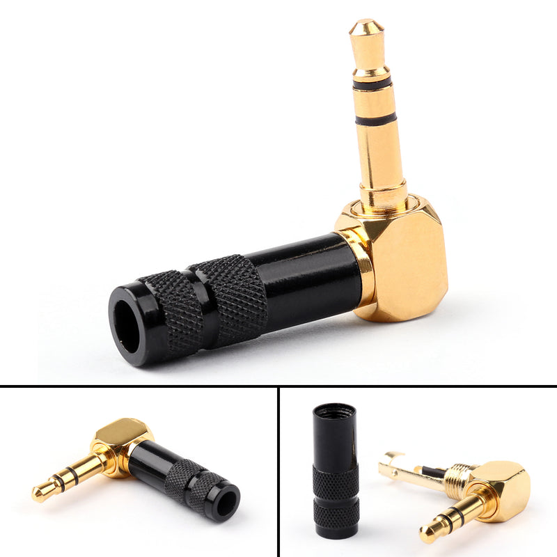 4PCS 3.5mm 3 Pole TRS Mini Audio Male Plug Right Angle 90¡ã Connector Black