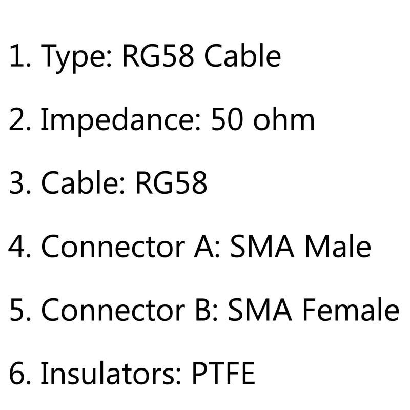 4Pcs 20cm RG58 Cable SMA Male Plug to SMA Female Jack RF Pigtail Jumper 8in