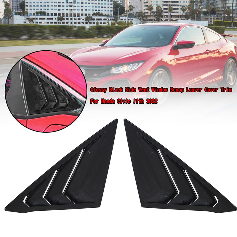 Glossy Black Side Vent Window Scoop Louver Cover Trim For Honda Civic 11th 2022 Generic