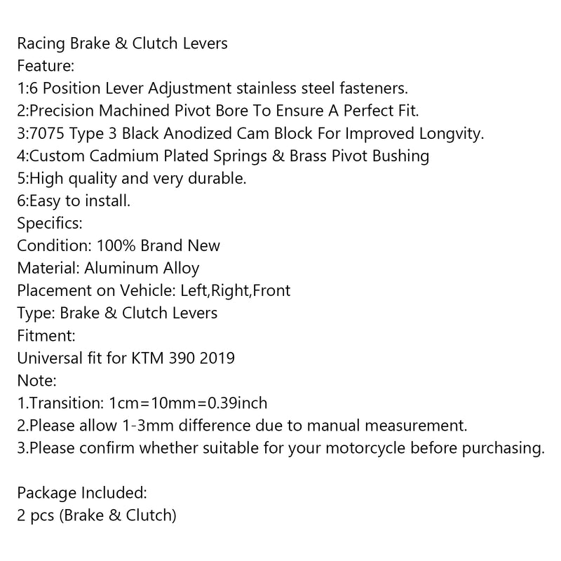 Short Clutch Brake Lever For KTM 390 2019 Silver Generic