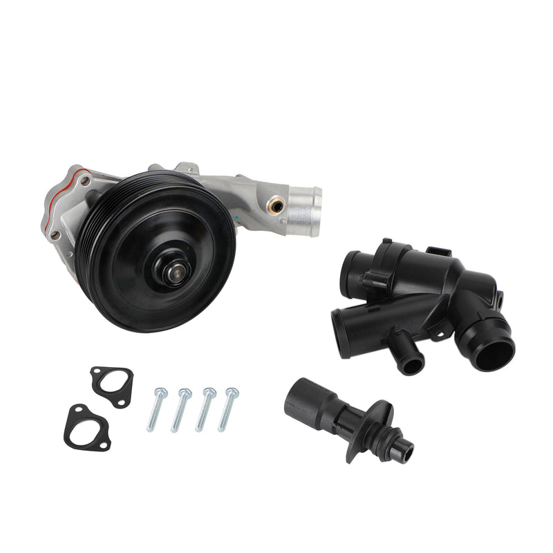 Jaguar 2011 - 2015 XJ Water Pump w/ Bolts Gaskets Connector + Thermostat Kit