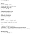 License Plate Holder Frame Bracket fit for Kawasaki Vulcan S / Cafe 2015-2020 Generic