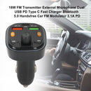 18W FM Transmitter External Microphone Dual USB PD Type C Fast Charger Bluetooth 5.0 Handsfree Car FM Modulator 3.1A PD