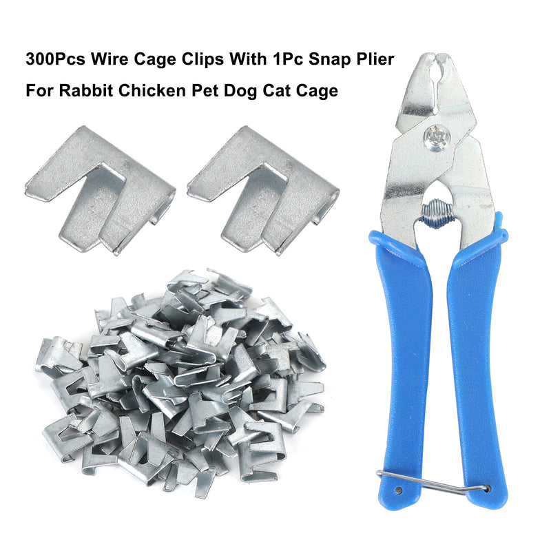 300 Pieces Wire Cage Clips With 1 Piece Rabbit Cage Repair Pliers Metal