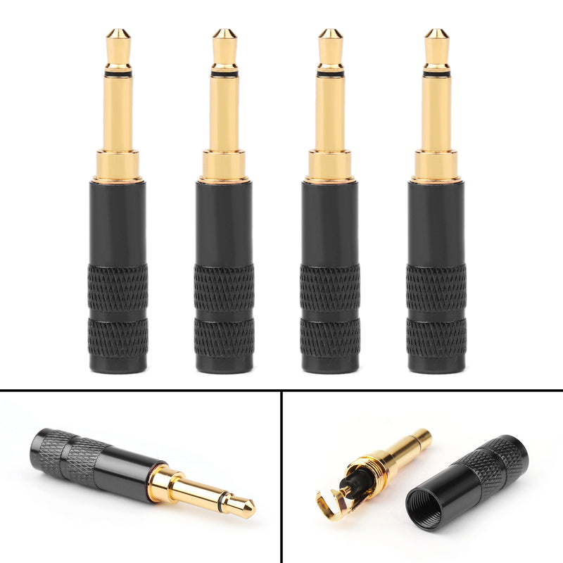 4PCS 3.5mm 2 Pole TS Mono Plug Male MINI Connector For Headphone Adapter Black