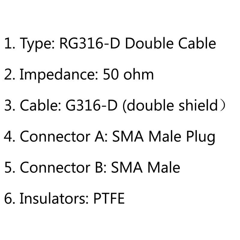 4Pcs 1m RG316-D Double SMA Male Plug to SMA Male Shield Jumper Pigtail Cable 3ft