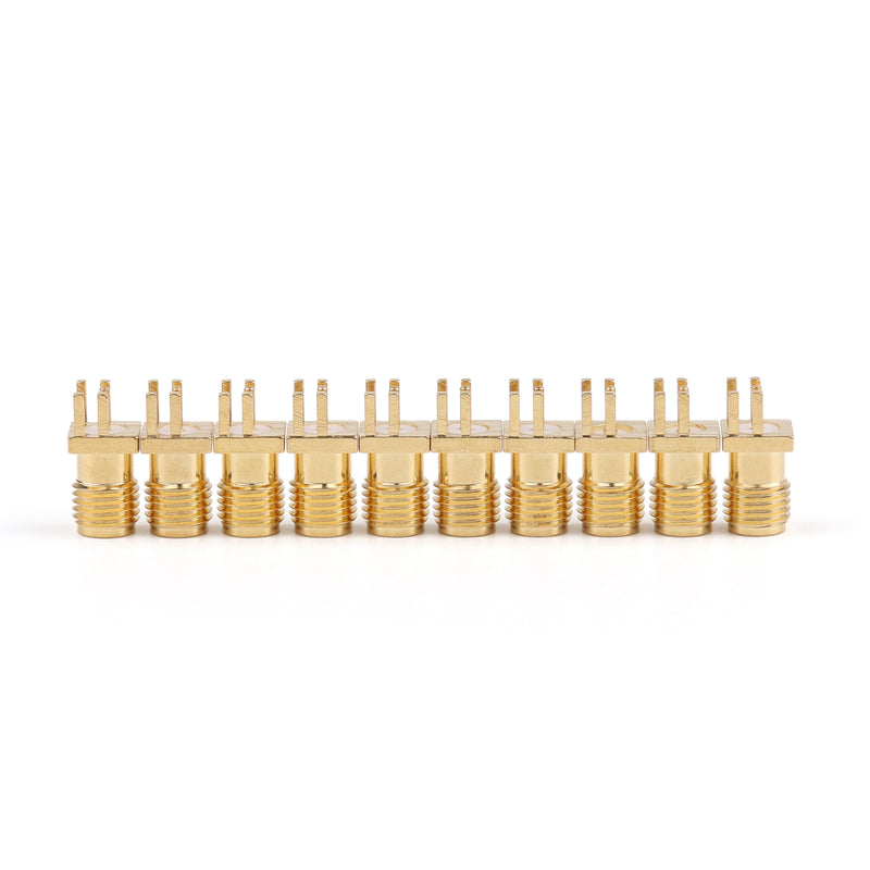 10 Pcs Gold SMA Female Nut Bulkhead Solder Deck PCB Clip Edge Mount RF Adapter