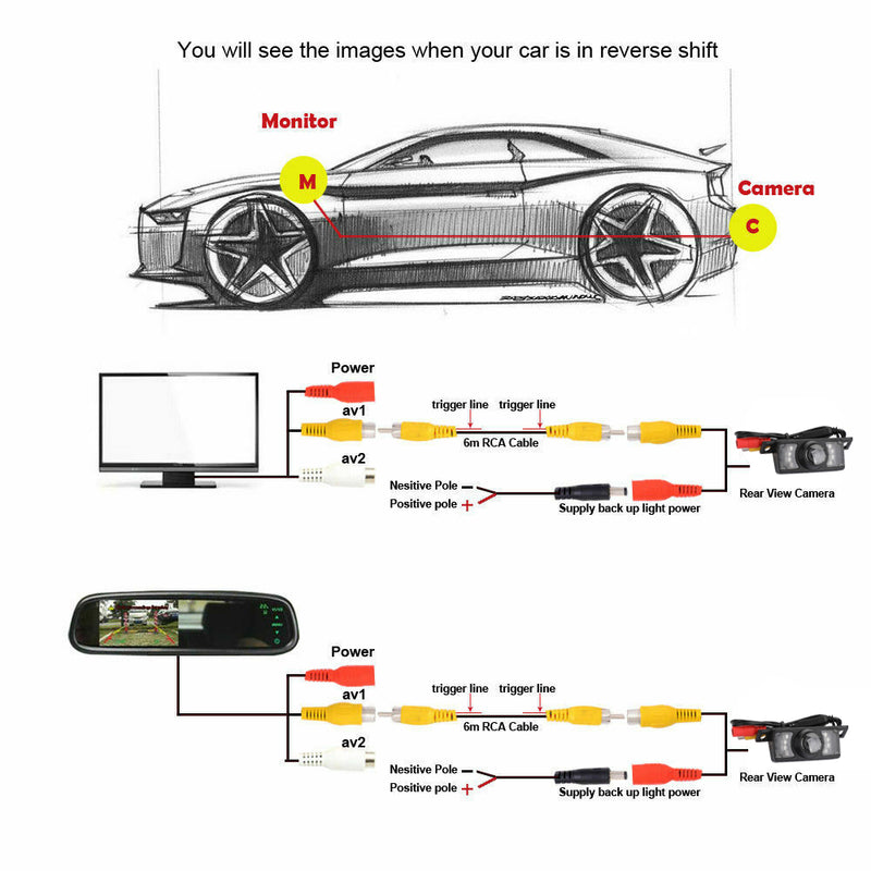 8LED Backup Parking Car Reverse Camera LED Light Car License Rear View 7 IR Night