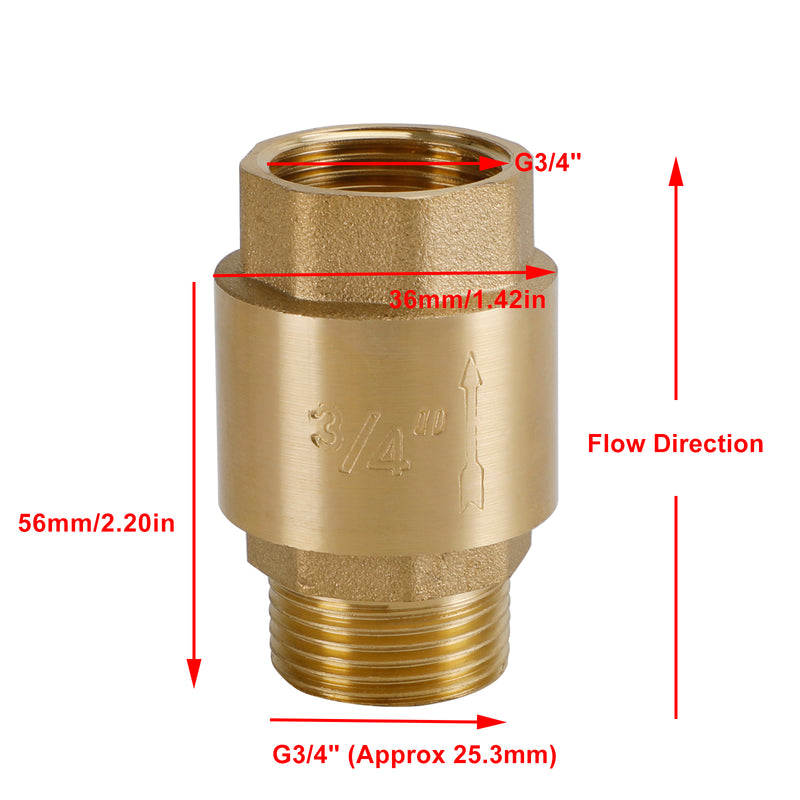Brass Check Valve G1/2" G3/4" G1" M To F Thread Non-Return Backflow Prevention