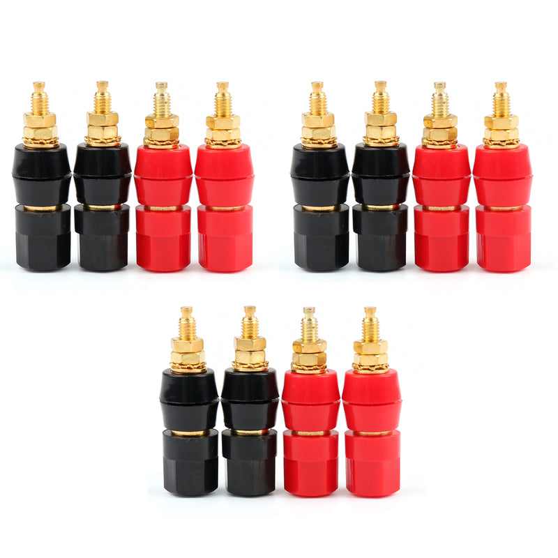 12 Pcs Gold Plated Audio Speaker Binding Post Banana Jack Connectors