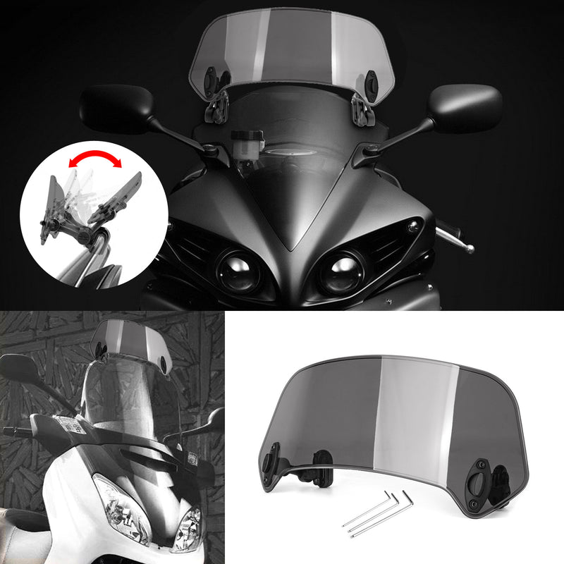 Universal Motorcycle Clip On Wind Deflector Screen Windshield Windscreen Gray Generic