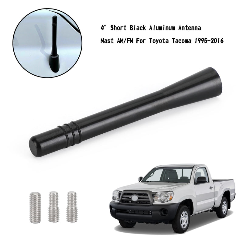 4" Short Black Aluminum Antenna Mast AM/FM For Toyota Tacoma 1995-2016 Generic