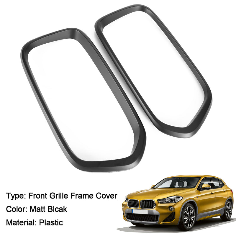 2018-2023 BMW X2 Series F39 Matt Blcak Front Bumper Grill Frame Cover Trim