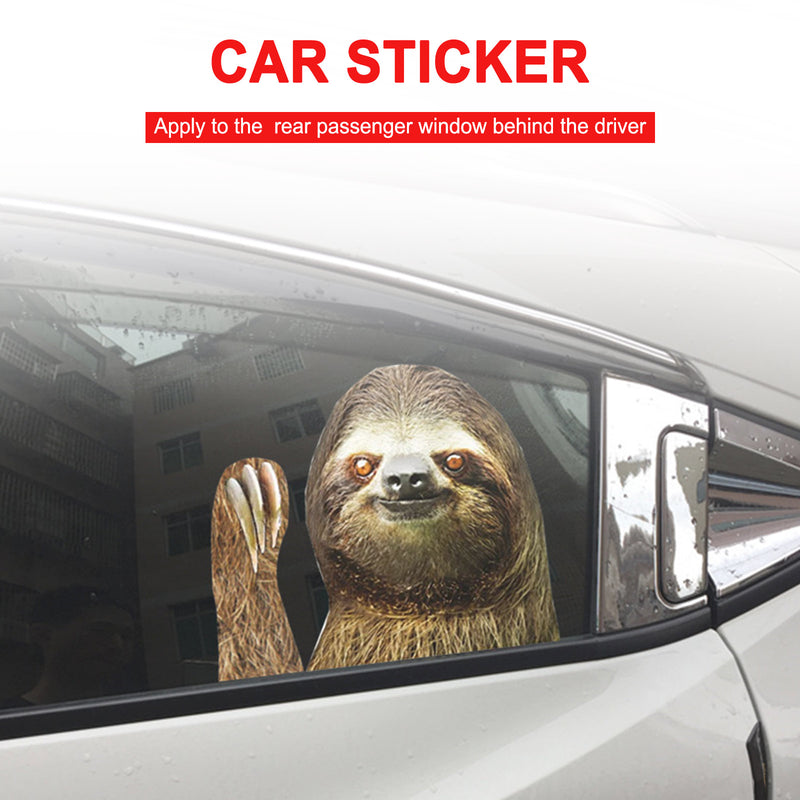 Car Window Sticker Person Size Passenger Side Left Sloth Waving Funny Universal Generic