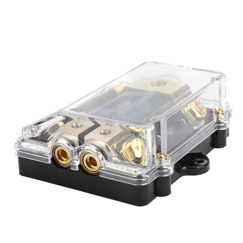 Clear Cover plastic housing LED Display 1x0 IN 2x4GA OUT Distribution Block Fuse Holder Splitter Nickel Plated Heat resistant for Car Audio Marine
