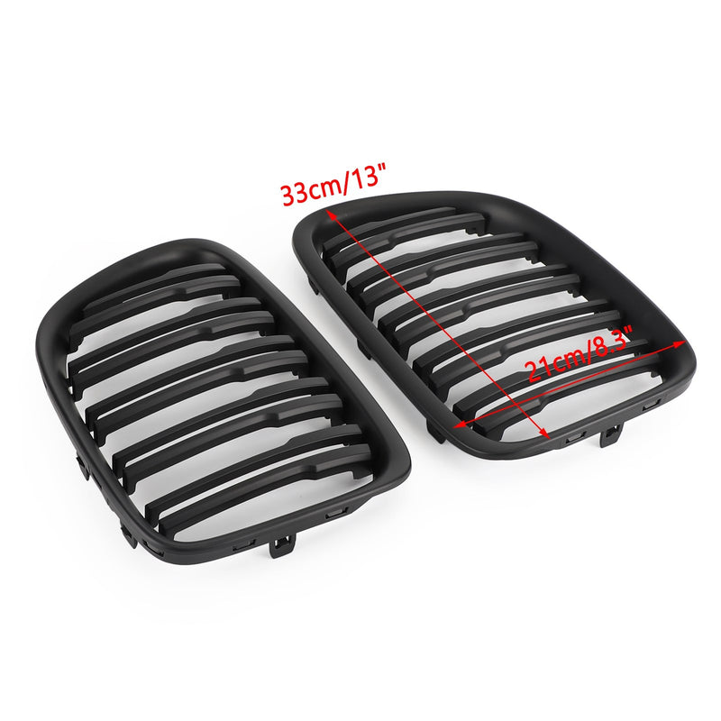 Matt Black Dual Slats Front Hood Kidney Grill Grille Fit BMW X1 E84 2009-14 SUV