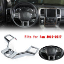 Carbon Fiber ABS Interior Steering Wheel Panel Cover Trim For Ram10-17 Generic
