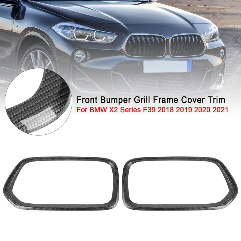 2018-2023 BMW X2 Series F39 Carbon Fiber Front Bumper Grill Frame Cover Trim