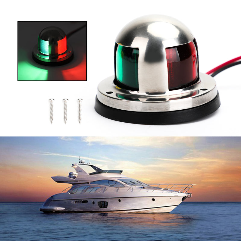 2 IN 1 Marine Boat Yacht Pontoon 12V Stainless Steel LED Bow Navigation Lights