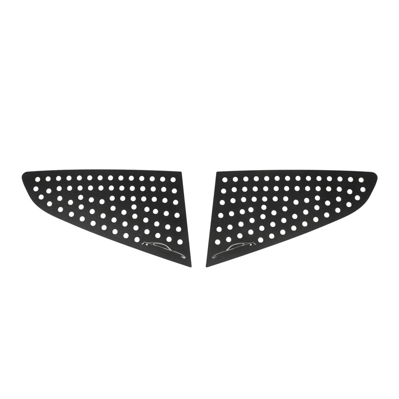 Alloy Black Rear Triangular Window Louver Cover Trim For Ford Mustang 2015-2019 Generic