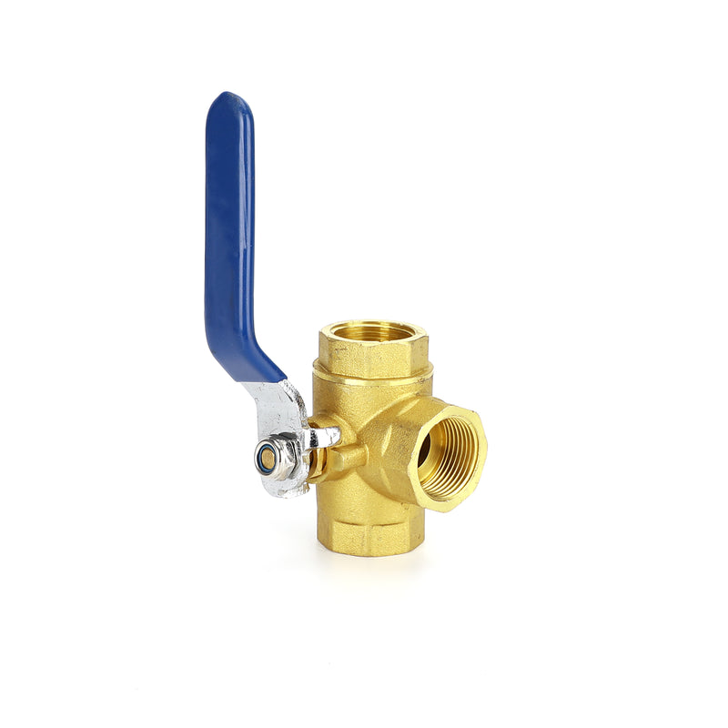 3-Way Ball Valve Female L Port Lever Handle 3/4" NPT Made Of Forged Brass