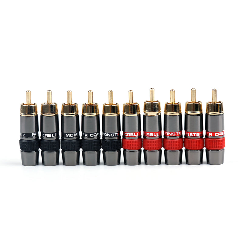 10 Pcs RCA 8mm Cable Plug Copper Gold Connectors High Quality